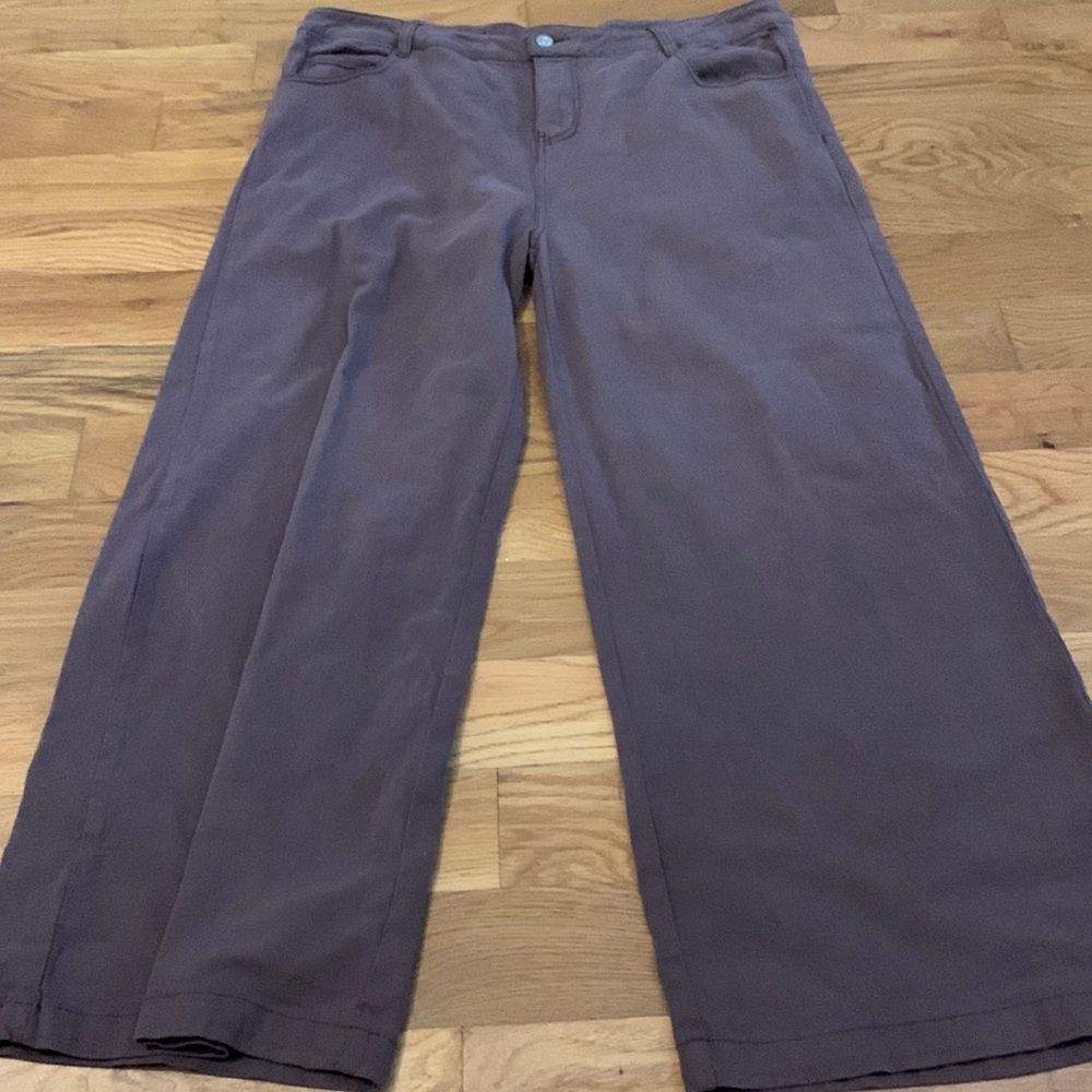 Entro Muted Purple High Rise Wide Leg Cropped Pants Stretch Chino Plus Size 2X